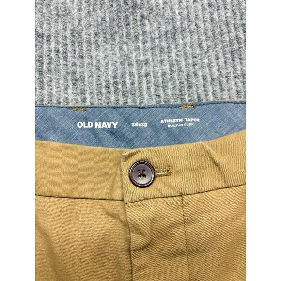 Old Navy Khaki Pants Men's 36x32 Beige Athletic Taper Flex Doe A Deer Preppy - Picture 8 of 14